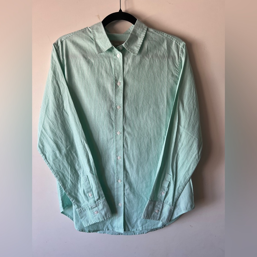 NWT Everlane Mint Pinstripe Oversized Cotton Button Down Shirt